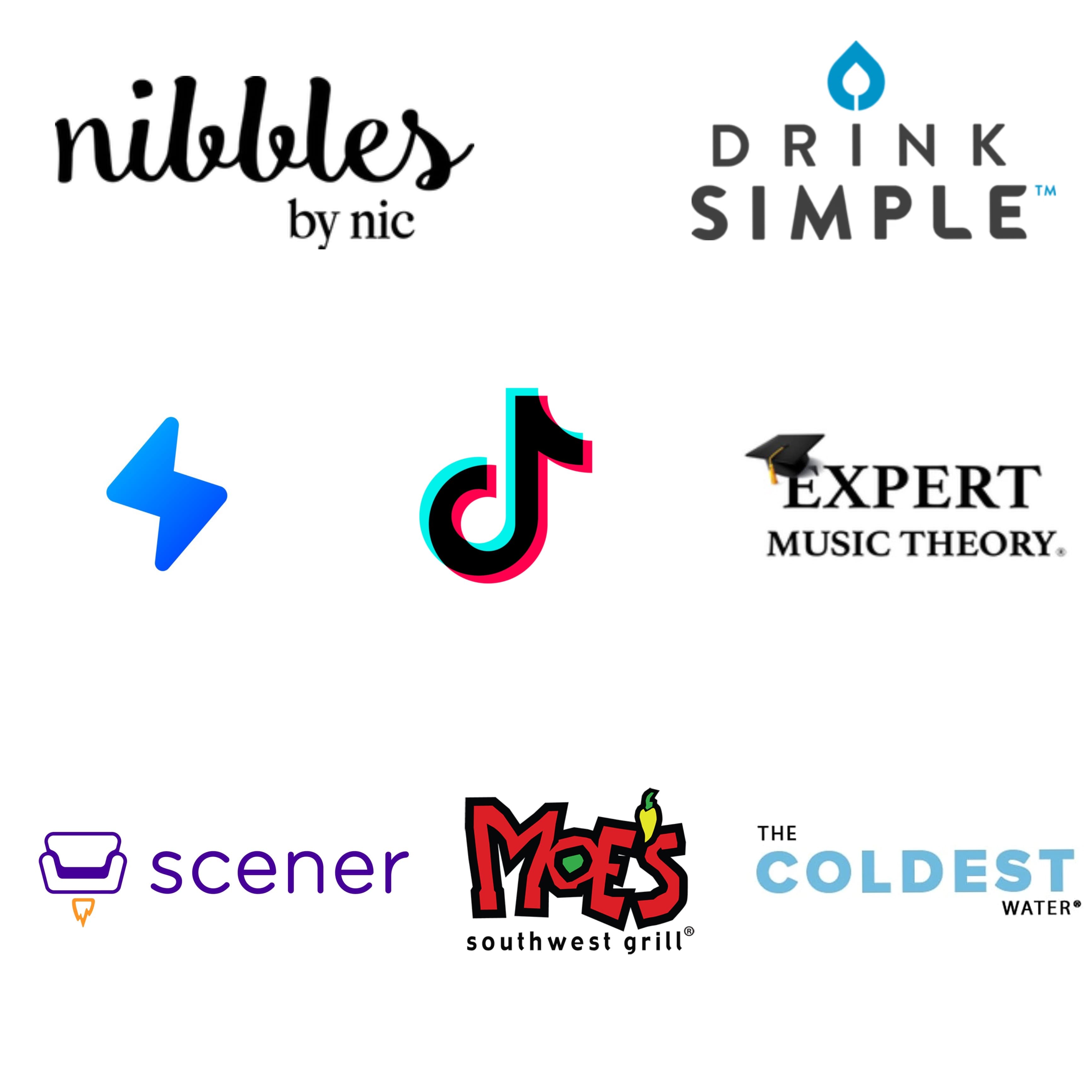 Brand partners - Moe's, Drink Simple, Scener, Expert Music Theory and more
